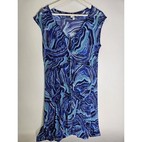 Profile by Gottex Coverup Blue Mesh Swim Suit Cover Dress Size L Sheer - Picture 1 of 4